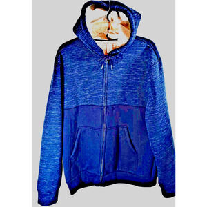 Men's Zip Up Hoodie Size Large H & M - L.O.G.G. Color Block Blue / Gray Lined